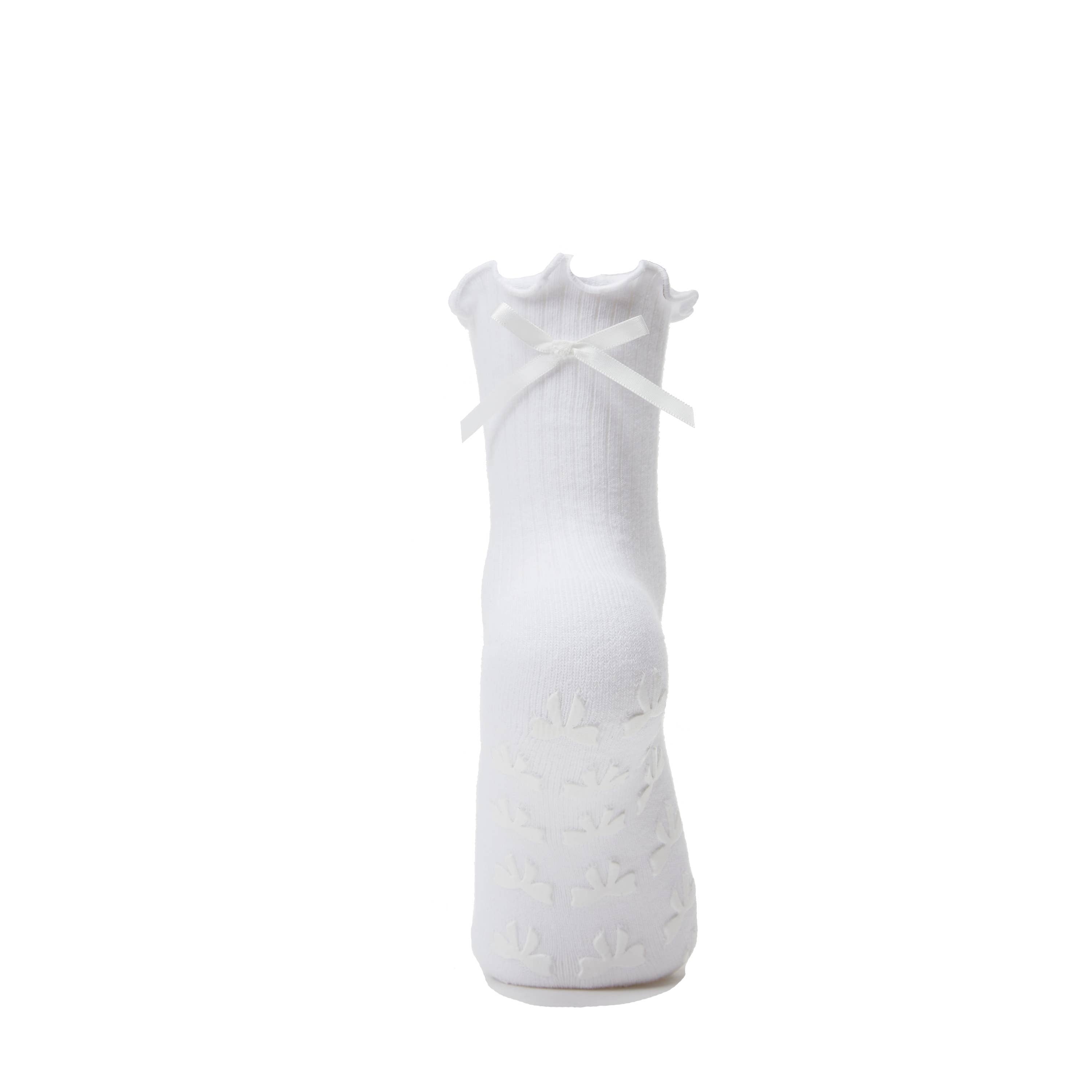Big Bow Grip Socks in White